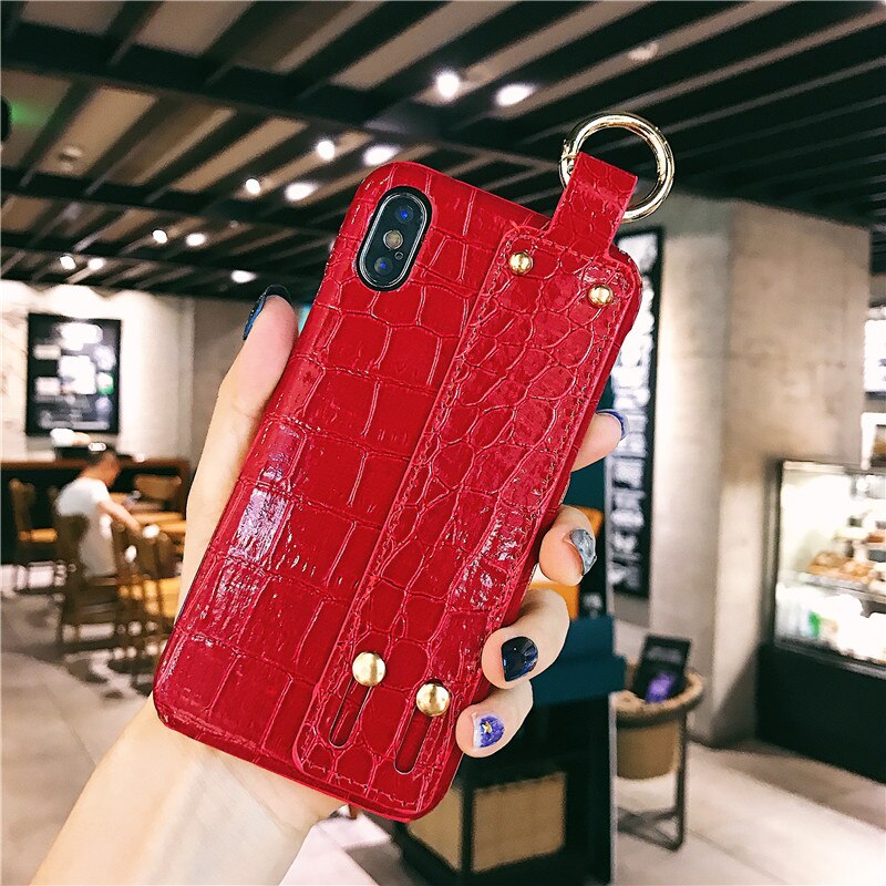 High Quality Leather Wrist Strap iPhone Cases