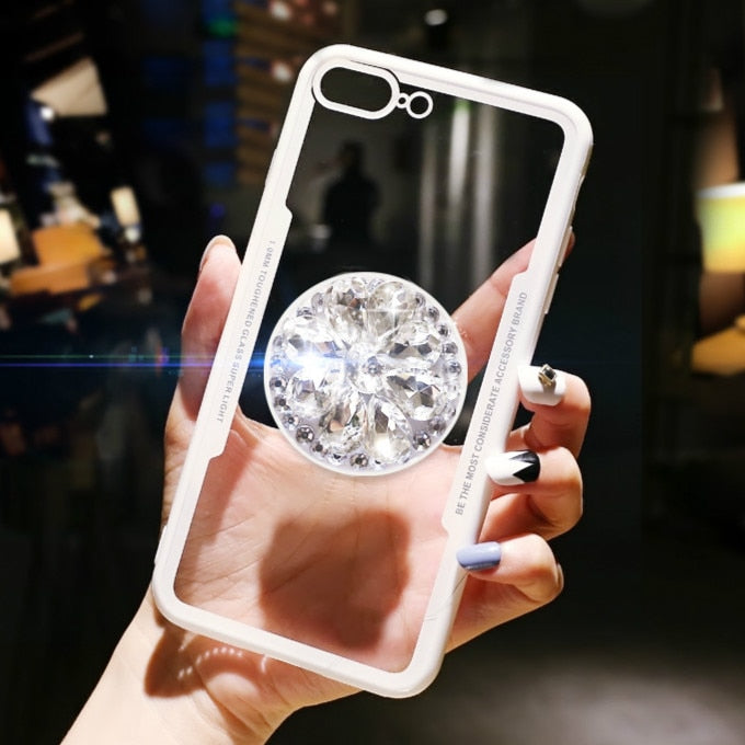 3D Luxury Transparent Rhinestone Stand iPhone Case