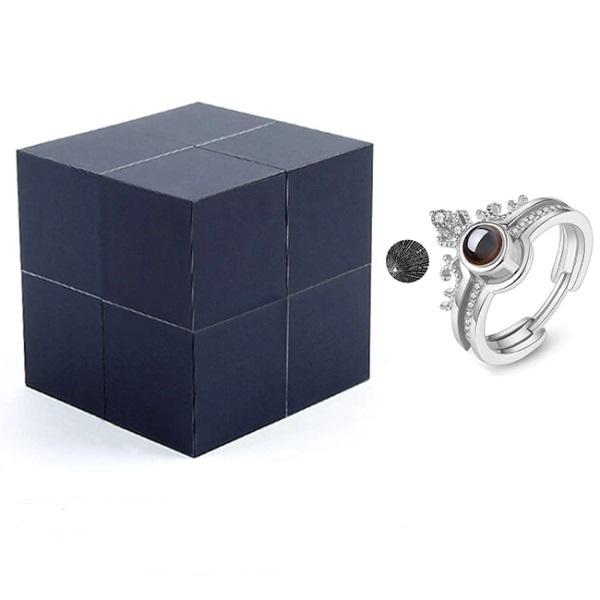 (Free Shipping) Creative S925 Silver Ring and Rubik's Jewelry Box