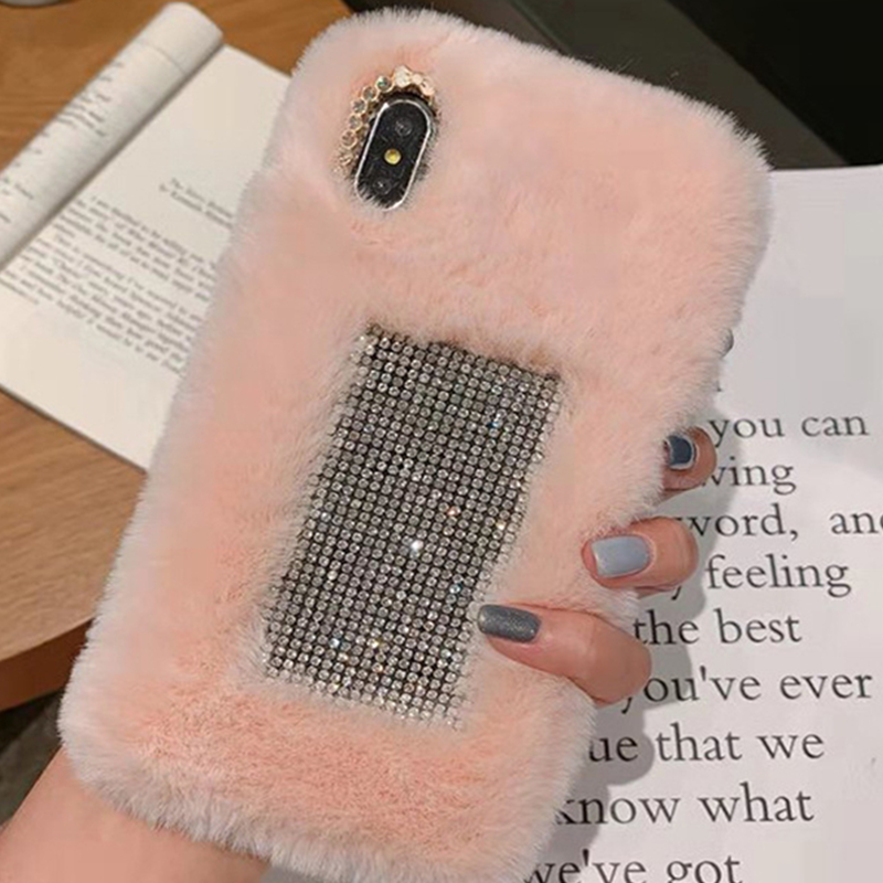 owlcase Diamond Fluffy Rabbit Hair Fur iphone cases