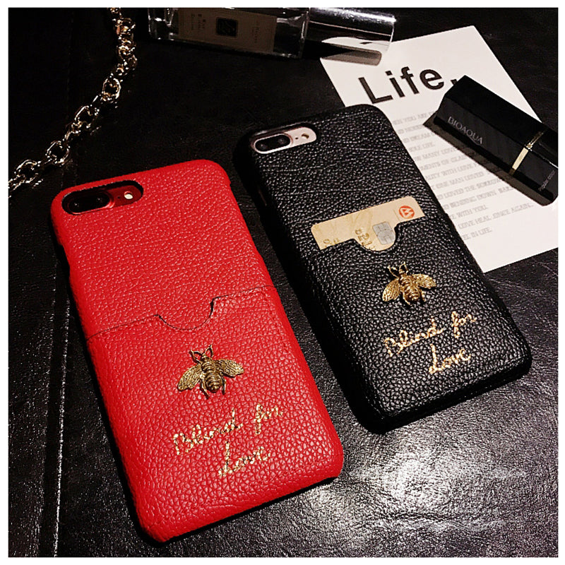 Luxury Honey Bee Card Leather iPhone Cases