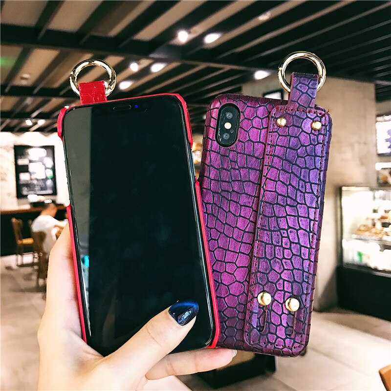 High Quality Leather Wrist Strap iPhone Cases