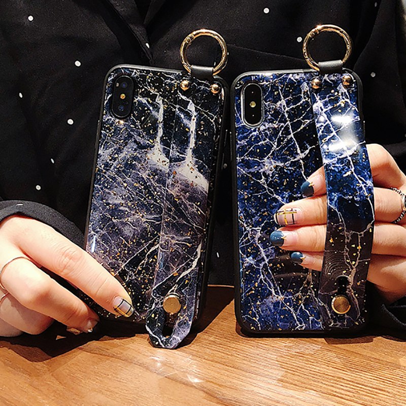 Fashion Gold Foil Wrist Strap iPhone Cases