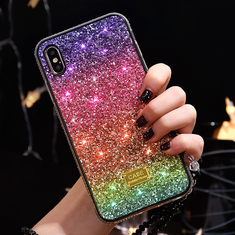 C Shiny Sequins Ring Stand Girly Rainbow Summer Cases