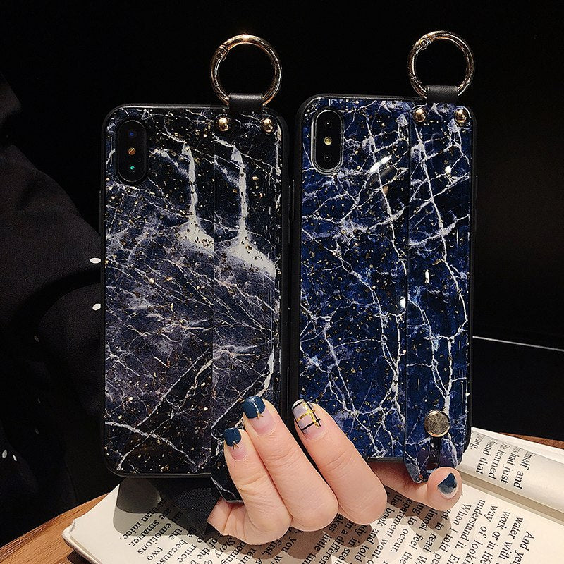 Fashion Gold Foil Wrist Strap iPhone Cases