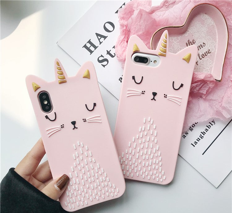 3D Bling Fashion Cartoon Pink Cat iPhone Case