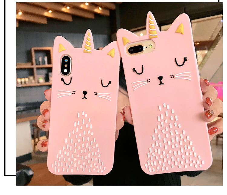 3D Bling Fashion Cartoon Pink Cat iPhone Case