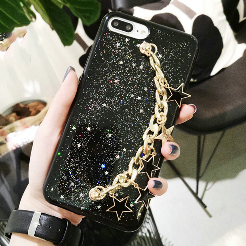 Bracelet New Fashion DIY Powder Shining Metal Chain Star Pendant Phone Case
